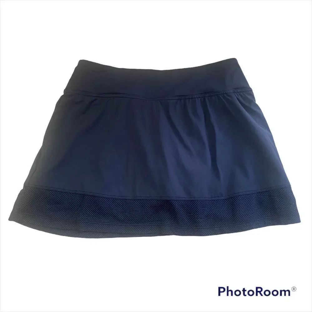 Lija ruffled laser cut tennis skirt skort blue